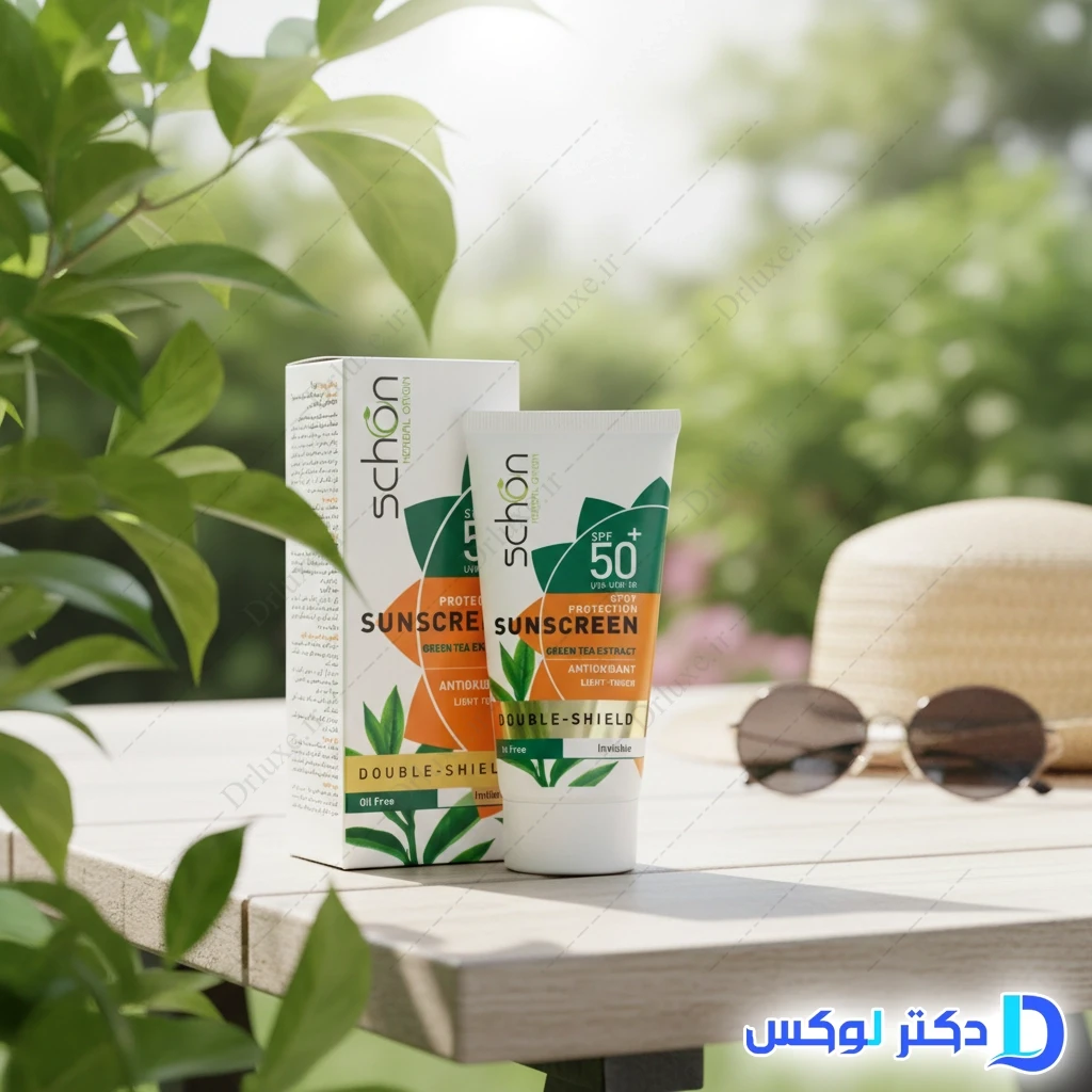 کرم ضد آفتاب SPF50 بی رنگ دابل شیلد فاقد چربی شون 50 میلی‌لیتر